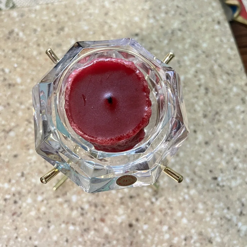 Bleikristall Crystal Votive Holder Clear Gold Diamond‎ Lead Glass Stand